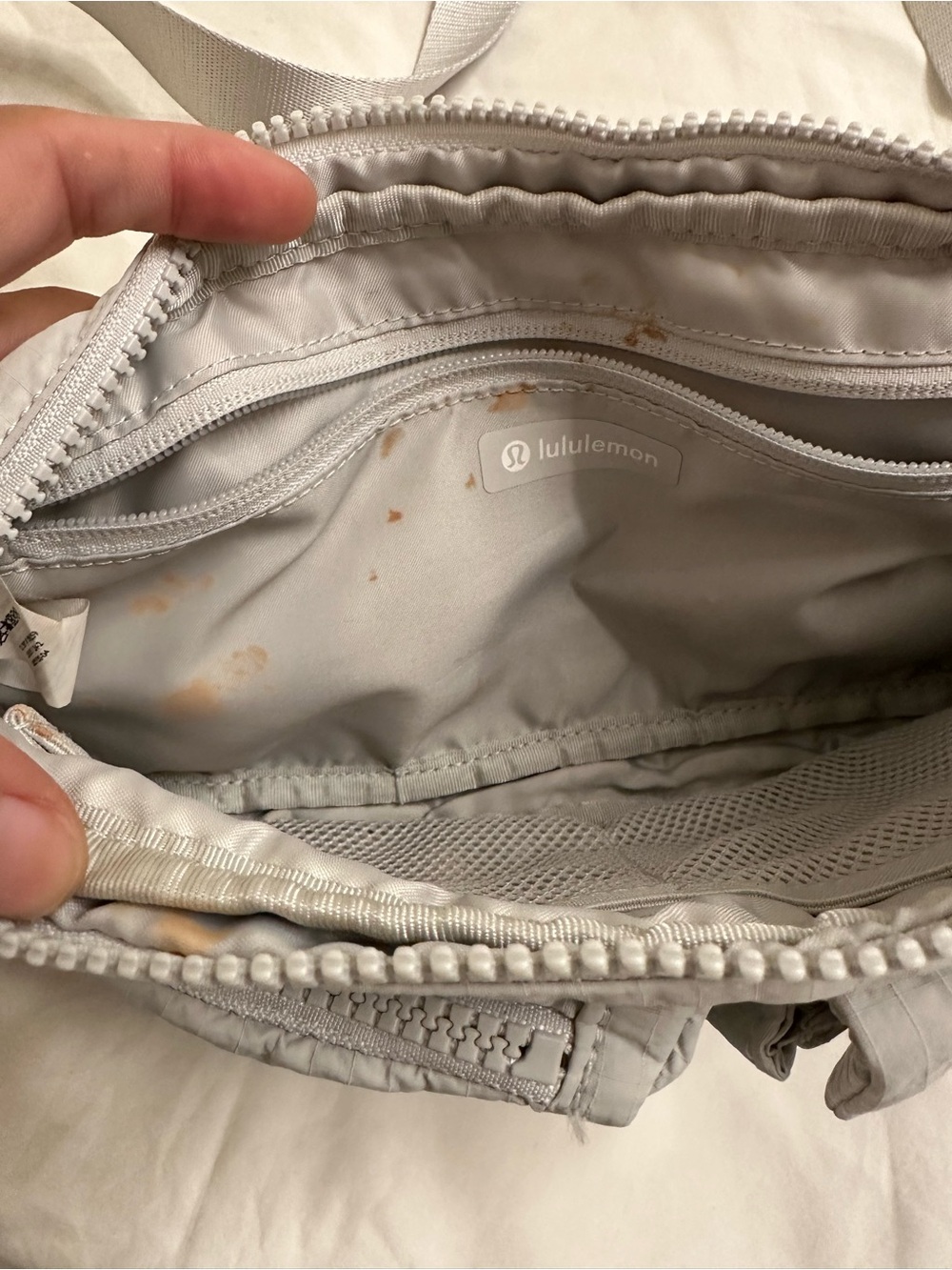 Lululemon Light Gray Utility Crossbody Bag Multi Pocket Shoulder Bag - Picture 2 of 3
